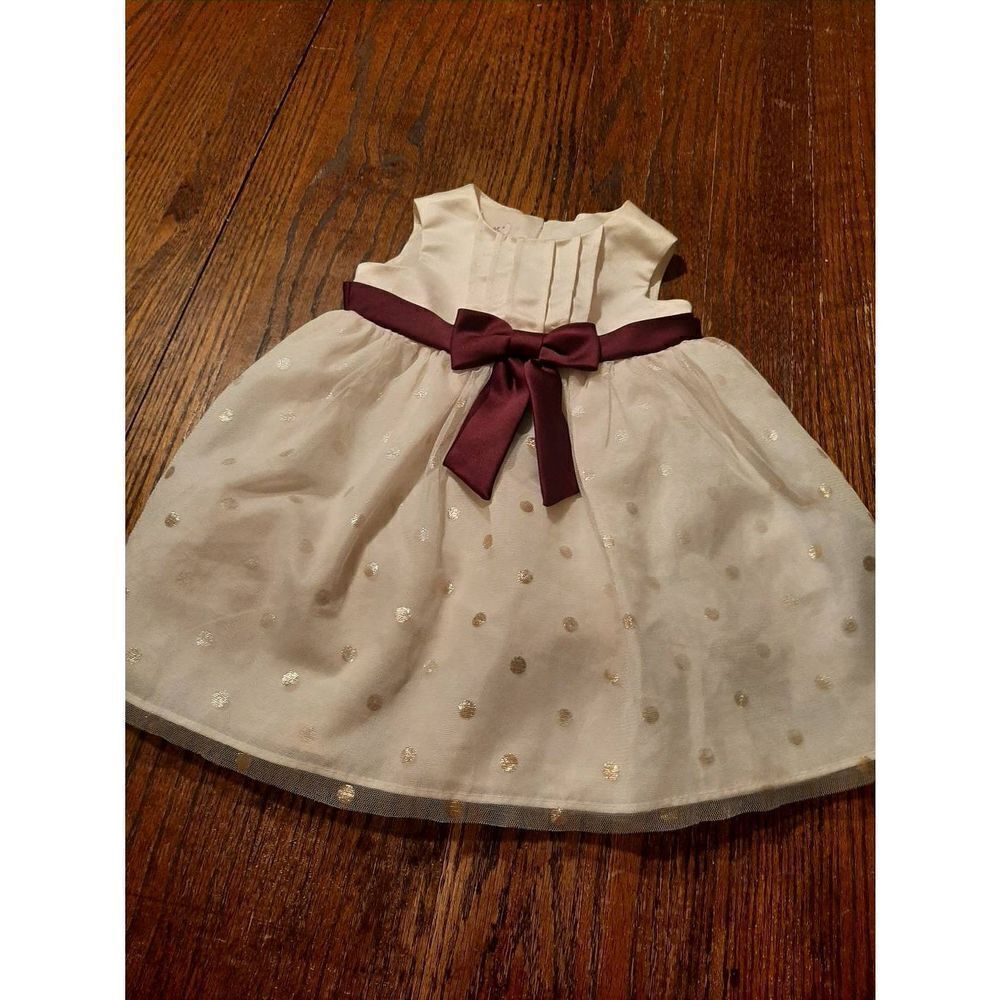 18 Month Katie M Ivory Cream Maroon Gold Formal Holiday Picture Wedding Dress